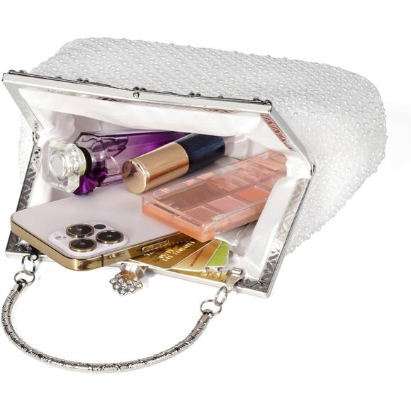 1920s Vintage Women's Beaded Clutch Elegant Retro White - Picture 5 of 9